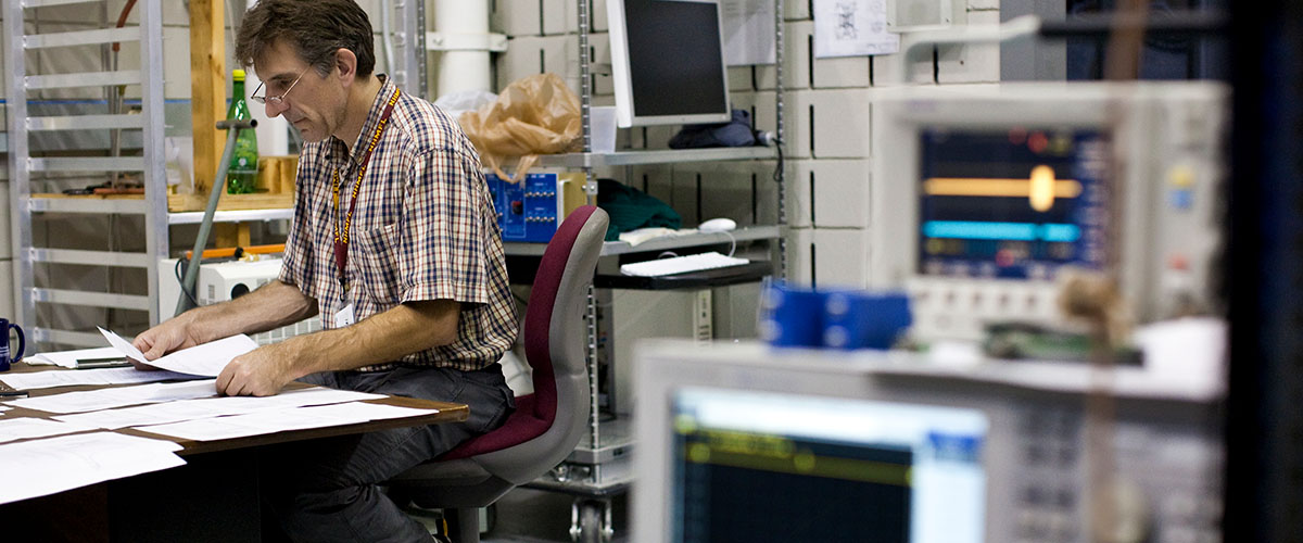 MagLab user and UCLA physicist Stuart Brown works on an experiment in the MagLab's DC Field Facility.