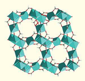 Huang studies the MOF alpha magnesium formate, shown here in its "activated" state, ready for adsorption with empty pores.