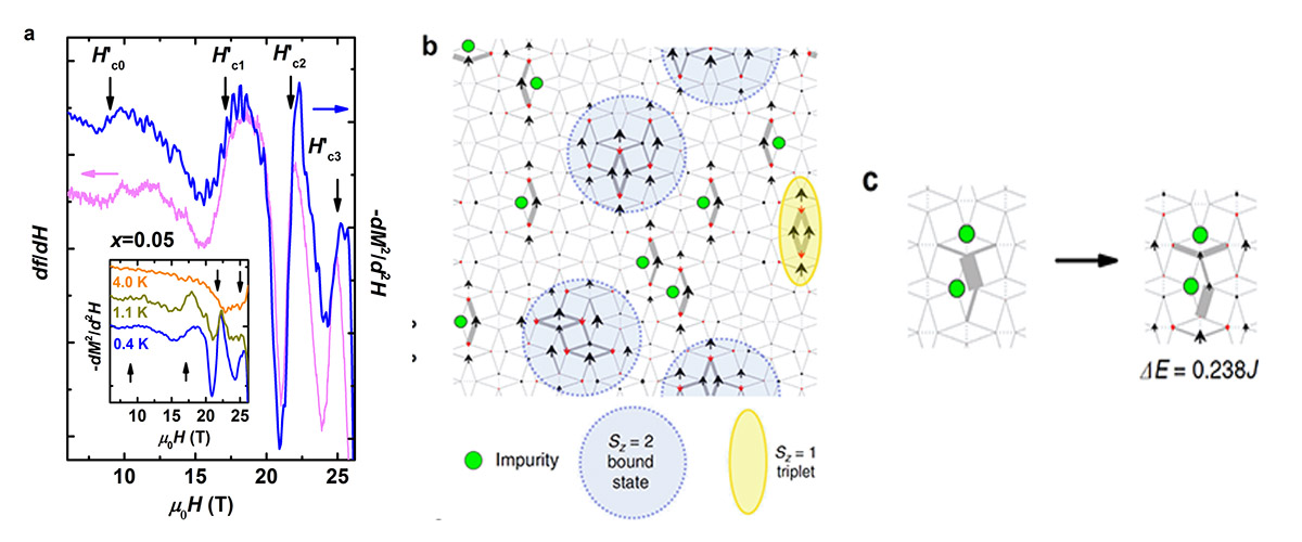 Spin configurations at magnetic fields above 25T.