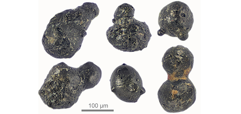 Impact particle micrograph. Credit: Scott Peterson / micrometeorites.com