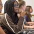 Participants in the 2019 SciGirls Coding Camp at the MagLab practice their skills.