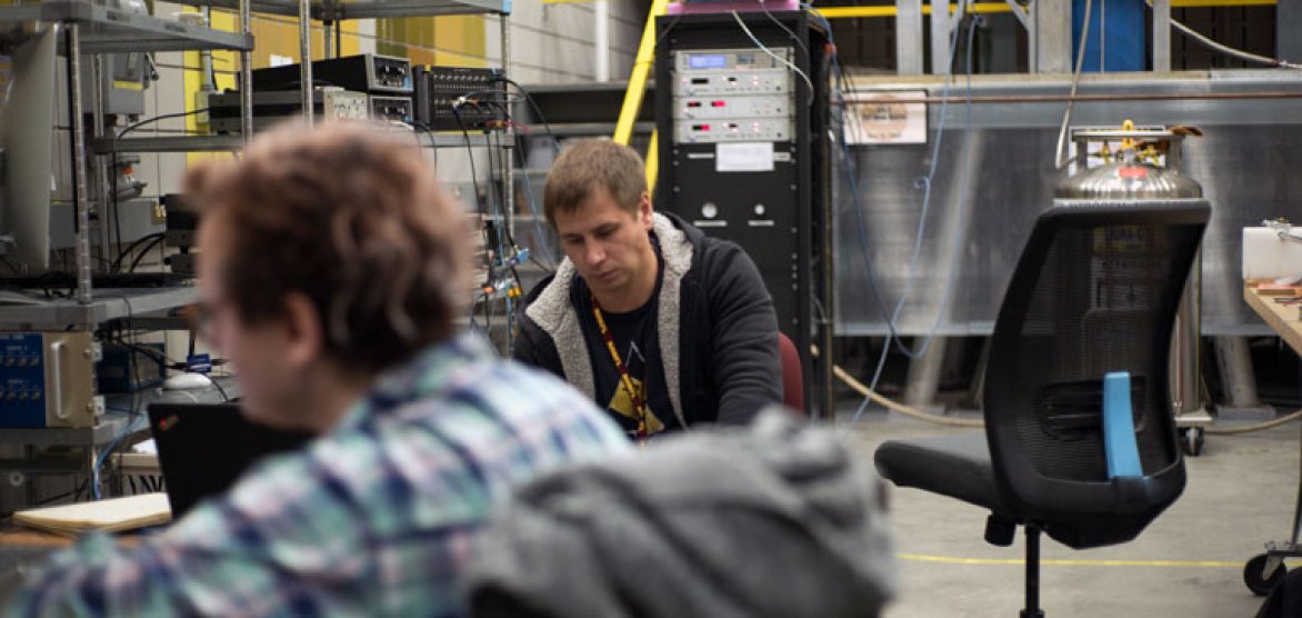 Scientists from the University of California, Santa Barbara conduct research on a 35-tesla magnet in the lab's DC Field Facility.