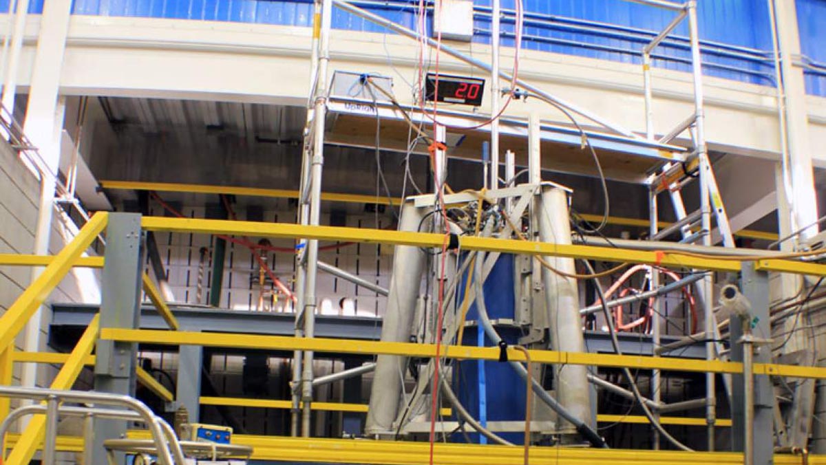 A dilution refrigerator installed in one of the lab's 35 tesla magnets.