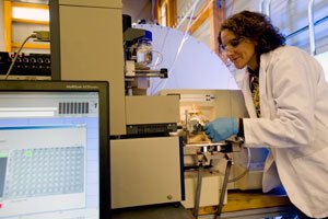 Amy McKenna in the lab's Ion Cyclotron Resonance Facility.