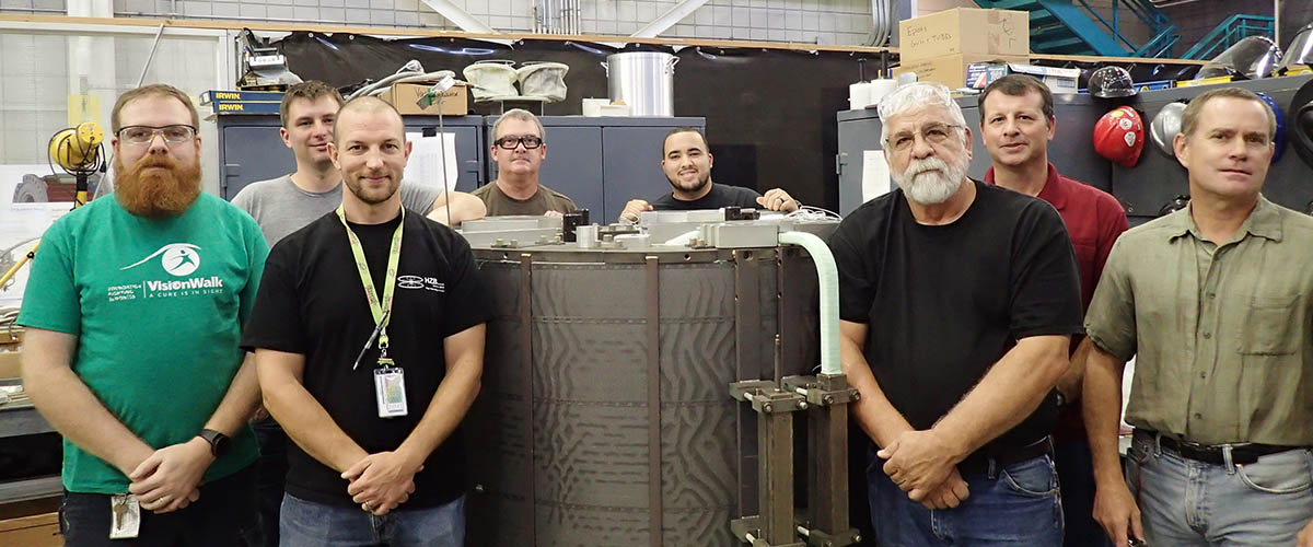 Members of the MagLab team behind the Nijmegen magnet include (left to right); Joe Lucia, Justin Deterding, Todd Adkins, Robert Stanton, Erick Arroyo, Don Richardson, Lee Marks and project manager Iain Dixon.