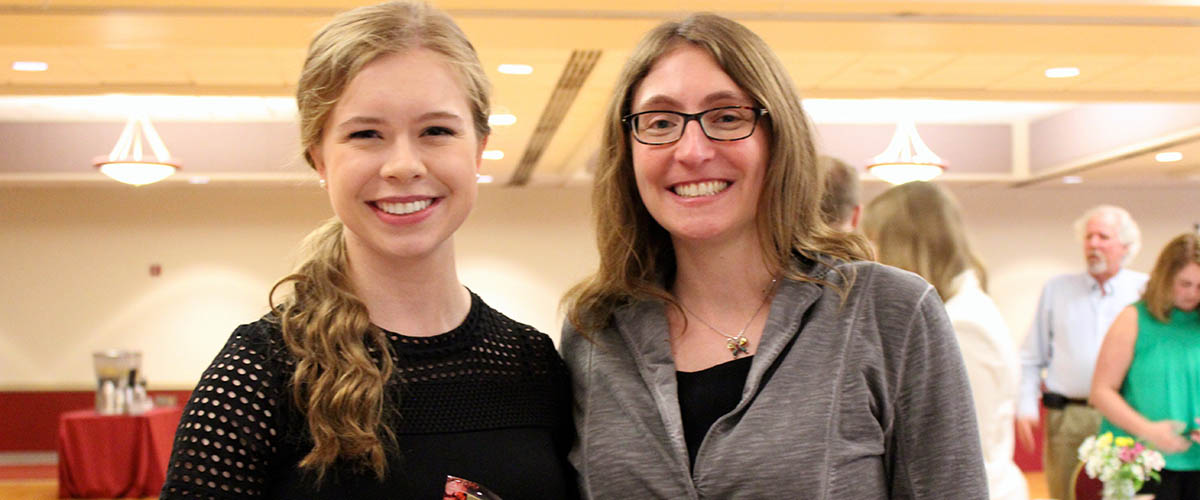 MagLab Research Assistant Abigail Centers (left) with her MagLab mentor Julia Smith. Centers was named Student Employee of the Year by the Southern Association of Student Employment Administrators.