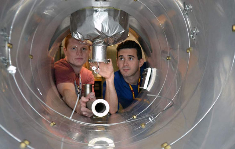 Looking inside the Cryogenic Helium Experimental Facility (CHEF).