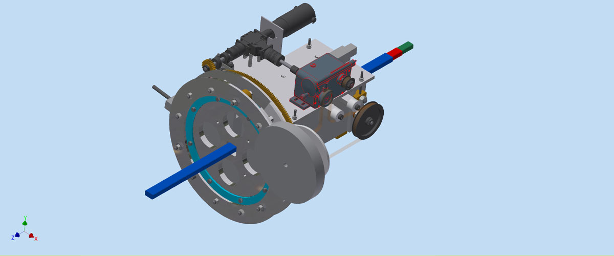 Lee Marks' conceptual drawing led to Scott Bole's AutoCAD design (above) of a money- and time-saving machine that winds tape around superconducting cable.