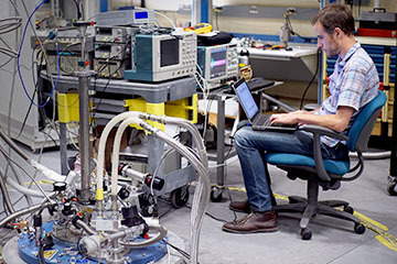 MagLab scientist working on the 60 Tesla Controlled Waveform Magnet