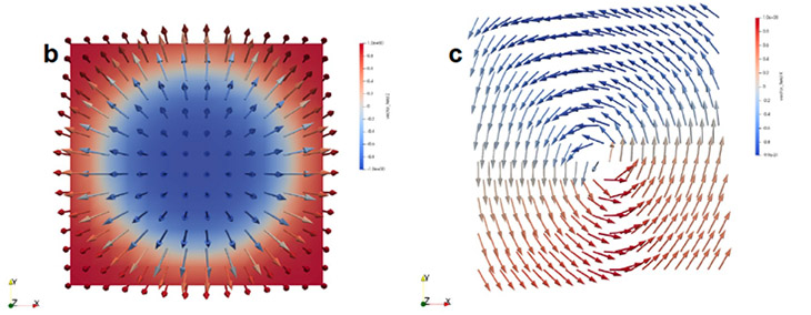 An illustration of the spin texture of skyrmion-like and meron-like particles in Fe5-xGeTe2