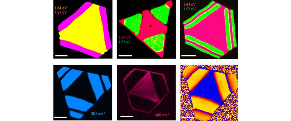 Photoluminescence response of MoS2–WS2 lateral heterostructures.