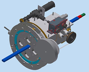 Lee Marks' conceptual drawing led to Scott Bole's AutoCAD design (above) of a money- and time-saving machine that winds tape around superconducting cable.