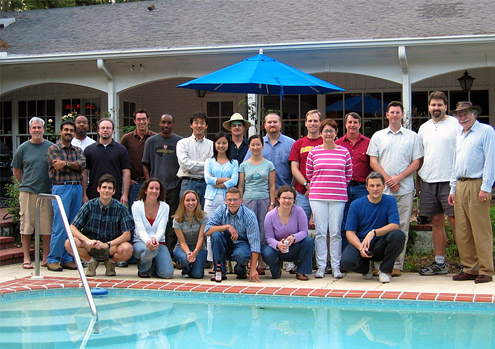 Alan Marshall (far right, sporting bush hat) with his group at his Tallahassee home.